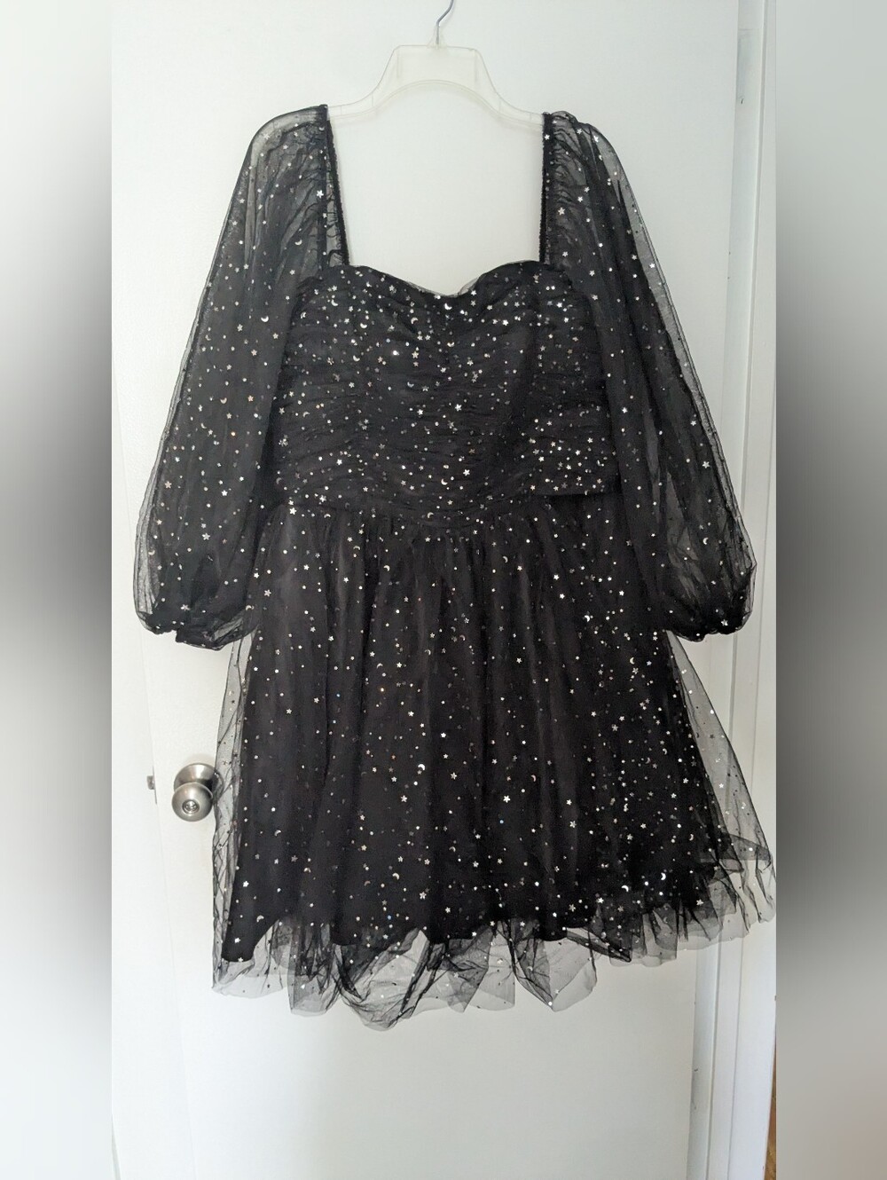 Black Star-Embellished Tulle Party Dress